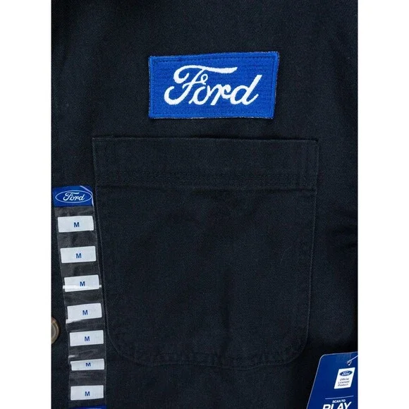 Ford Motors Chore Jacket Mens Medium Black Heavy Twill Graphic Print Logo NWT - Picture 8 of 16